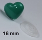 Preview: Sicherheitsnase Herz hart grün glänzend mit Sicherheitsscheibe