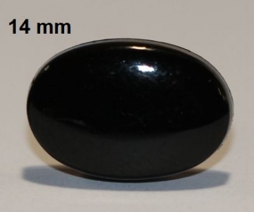 Sicherheitsnase 14 mm x 10 mm oval hart schwarz glänzend mit Sicherheitsscheibe