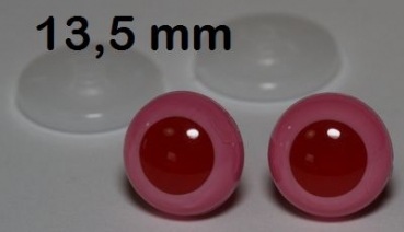 1 Paar Sicherheitsaugen rosa mit roter Pupille