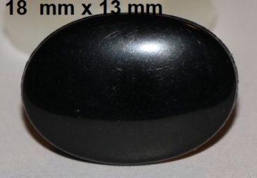 Sicherheitsnase 18 mm x 13 mm oval hart schwarz glänzend mit Sicherheitsscheibe