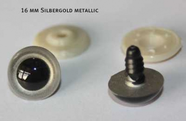 1 Paar Sicherheitsaugen silbergold metallic