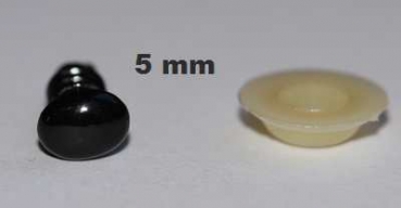 Sicherheitsnase 5 mm x 4 mm oval hart schwarz glänzend mit Sicherheitsscheibe