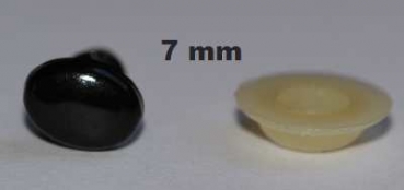 Sicherheitsnase 7 mm x 6 mm oval hart schwarz glänzend mit Sicherheitsscheibe