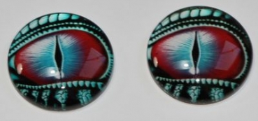 1 Paar Augen Glaslinsen Drache mit Augenlid zum Aufkleben 20 mm blau rot blau