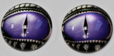 1 Paar Augen Glaslinsen Drache mit Augenlid zum Aufkleben 18 mm purple silber