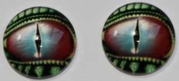1 Paar Augen Glaslinsen Drache mit Augenlid zum Aufkleben 14 mm rot blau grün