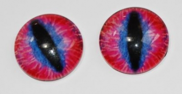 1 Paar Augen Glaslinsen zum Aufkleben 20 mm Drache pink blau