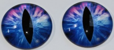 1 Paar Augen Glaslinsen Katze zum Aufkleben 25 mm blau pink