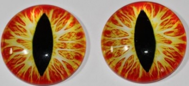 1 Paar Augen Glaslinsen Katze/Drache zum Aufkleben 25 mm orange gelb