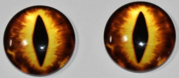 1 Paar Augen Glaslinsen Katze/Drache zum Aufkleben 18 mm gold braun