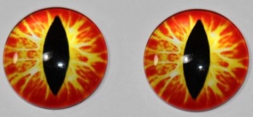 1 Paar Augen Glaslinsen Katze/Drache zum Aufkleben 16 mm orange gelb