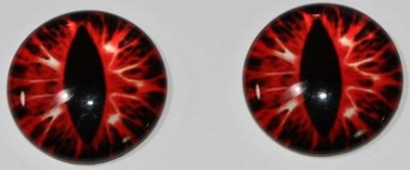 1 Paar Augen Glaslinsen Katze/Drache zum Aufkleben 16 mm rot schwarz weiß