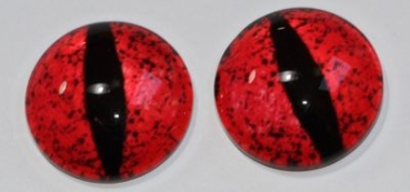 1 Paar Augen Glaslinsen Drache zum Aufkleben 18 mm rot