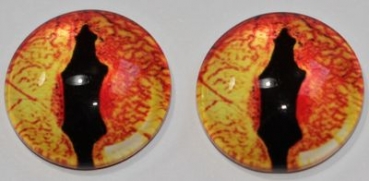 1 Paar Augen Glaslinsen Drache zum Aufkleben 18 mm orange gelb