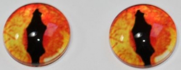 1 Paar Augen Glaslinsen Drache zum Aufkleben 12 mm orange gelb