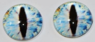 1 Paar Augen Glaslinsen Drache zum Aufkleben 12 mm hellblau bunt