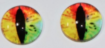 1 Paar Augen Glaslinsen Drache zum Aufkleben 12 mm rot grün gelb