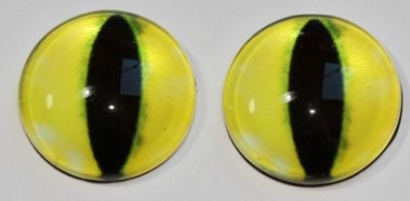 1 Paar Augen Glaslinsen Drache zum Aufkleben 12 mm gelb