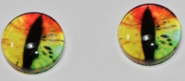 1 Paar Augen Glaslinsen Drache zum Aufkleben 10 mm rot grün gelb