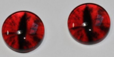1 Paar Augen Glaslinsen Drache zum Aufkleben 10 mm rot schwarz