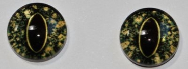 1 Paar Augen Glaslinsen Drache zum Aufkleben 10 mm grün gold