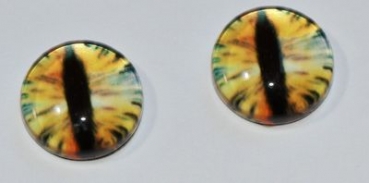 1 Paar Augen Glaslinsen Drache zum Aufkleben 10 mm orange grün