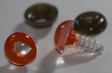 1 Paar 12 mm Sicherheitsaugen Echsenaugen orange - Pupille transparent