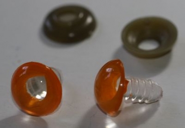 1 Paar 14 mm Sicherheitsaugen Echsenaugen orange - Pupille transparent