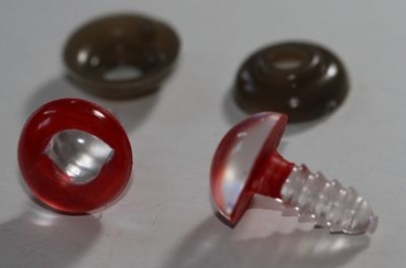 1 Paar 12 mm Sicherheitsaugen Echsenaugen rot - Pupille transparent