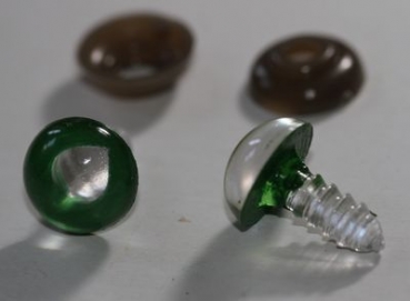 1 Paar 12 mm Sicherheitsaugen Echsenaugen grün - Pupille transparent