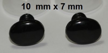 1 Paar 10 mm x 7 mm Sicherheitsaugen Knopfaugen schwarz oval