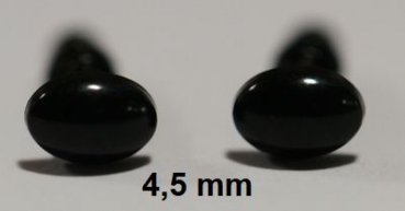 1 Paar 4,5 mm x 2 mm Sicherheitsaugen Knopfaugen schwarz oval
