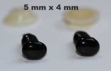1 Paar 5 mm x 4 mm Sicherheitsaugen Knopfaugen schwarz oval
