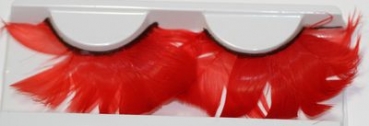 1 Paar Wimpern aus Federn rot selbstklebend
