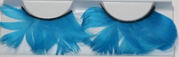 1 Paar Wimpern aus Federn türkisblau selbstklebend
