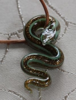 Anhänger "Green Golden Snake" Designer - Unikat - Einzelstück