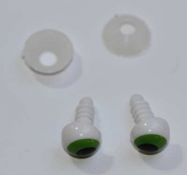 1 Paar 10 mm Sicherheitsaugen Froschaugen weiß grün schwarz