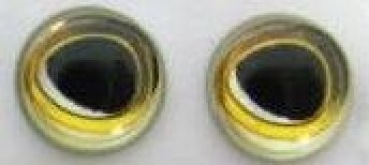 1 Paar Augen tropfenförmige Pupille Kunststoff selbstklebend gold 5 mm