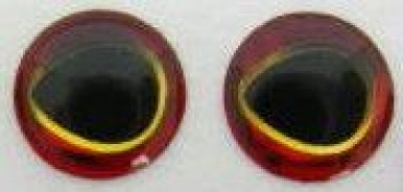1 Paar Augen tropfenförmige Pupille Kunststoff selbstklebend rot gold 6 mm