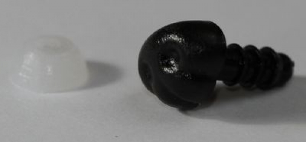 Sicherheitsnase 10 mm x 7 mm Hund hart schwarz glänzend mit Sicherheitsscheibe