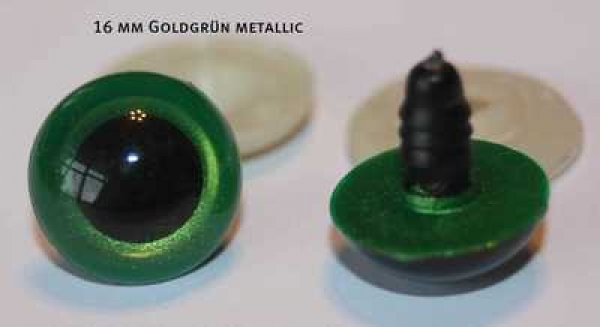 1 Paar Sicherheitsaugen goldgrün metallic