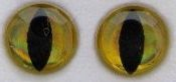1 Paar Augen geschlitzte Pupille Kunststoff selbstklebend goldfarben 6 mm