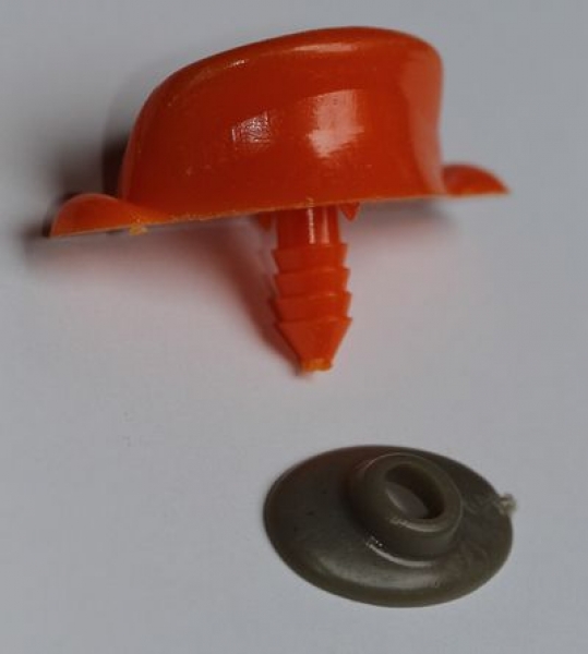 Sicherheitsnase 42 x 14 mm Schnabel hart orange glänzend mit Sicherheitsscheibe