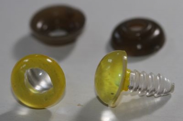 1 Paar 12 mm Sicherheitsaugen Echsenaugen gelb - Pupille transparent