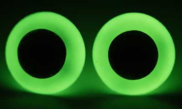 1 Paar Sicherheitsaugen natur Nachtleuchtend grün - leuchten im Dunkeln!