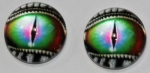 1 Paar Augen Glaslinsen Drache mit Augenlid zum Aufkleben 12 mm bunt silber