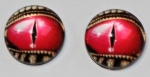 1 Paar Augen Glaslinsen Drache mit Augenlid zum Aufkleben 12 mm rot bronze