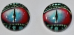 1 Paar Augen Glaslinsen Drache mit Augenlid zum Aufkleben 10 mm blau rot blau