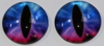 1 Paar Augen Glaslinsen Katze zum Aufkleben 20 mm blau pink