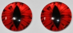1 Paar Augen Glaslinsen Katze/Drache zum Aufkleben 18 mm rot schwarz